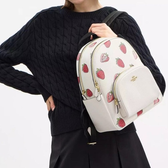 NWT Coach Court Backpack With Strawberry ? Print CAS94 Last One main image 4